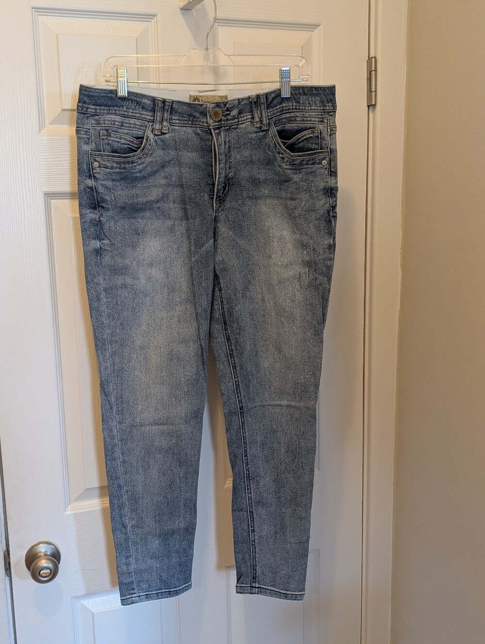 Democracy Ab Technology Jeans Womens 12 Blue Mid Rise Skinny Straight Stretch...